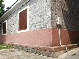 传统客家古建筑红砂岩石材石基